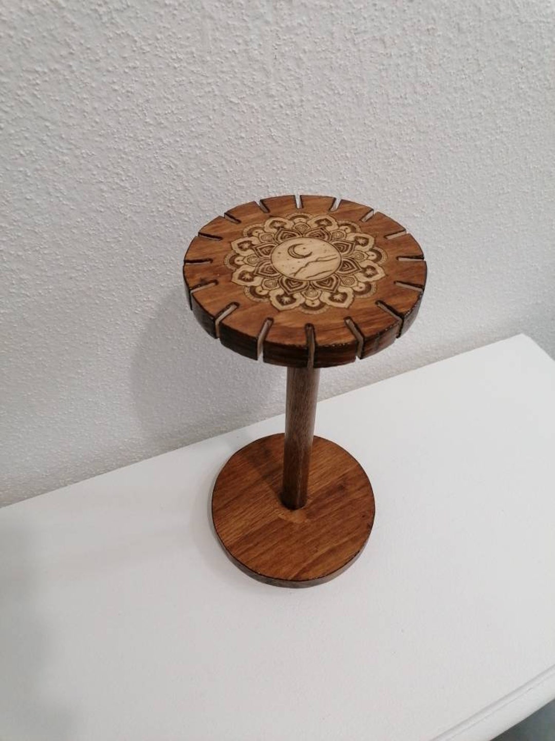 Engraved Wooden Display Mystical Drawings Mountain Moon for Etsy