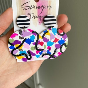 Polymer Clay Bunte Ohrringe, Spaß, Verschieden, Leichter Schmuck, Handarbeit, Unikat