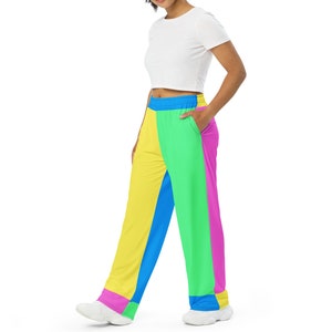 Neon Colorblock unisex comfy wide-leg pants