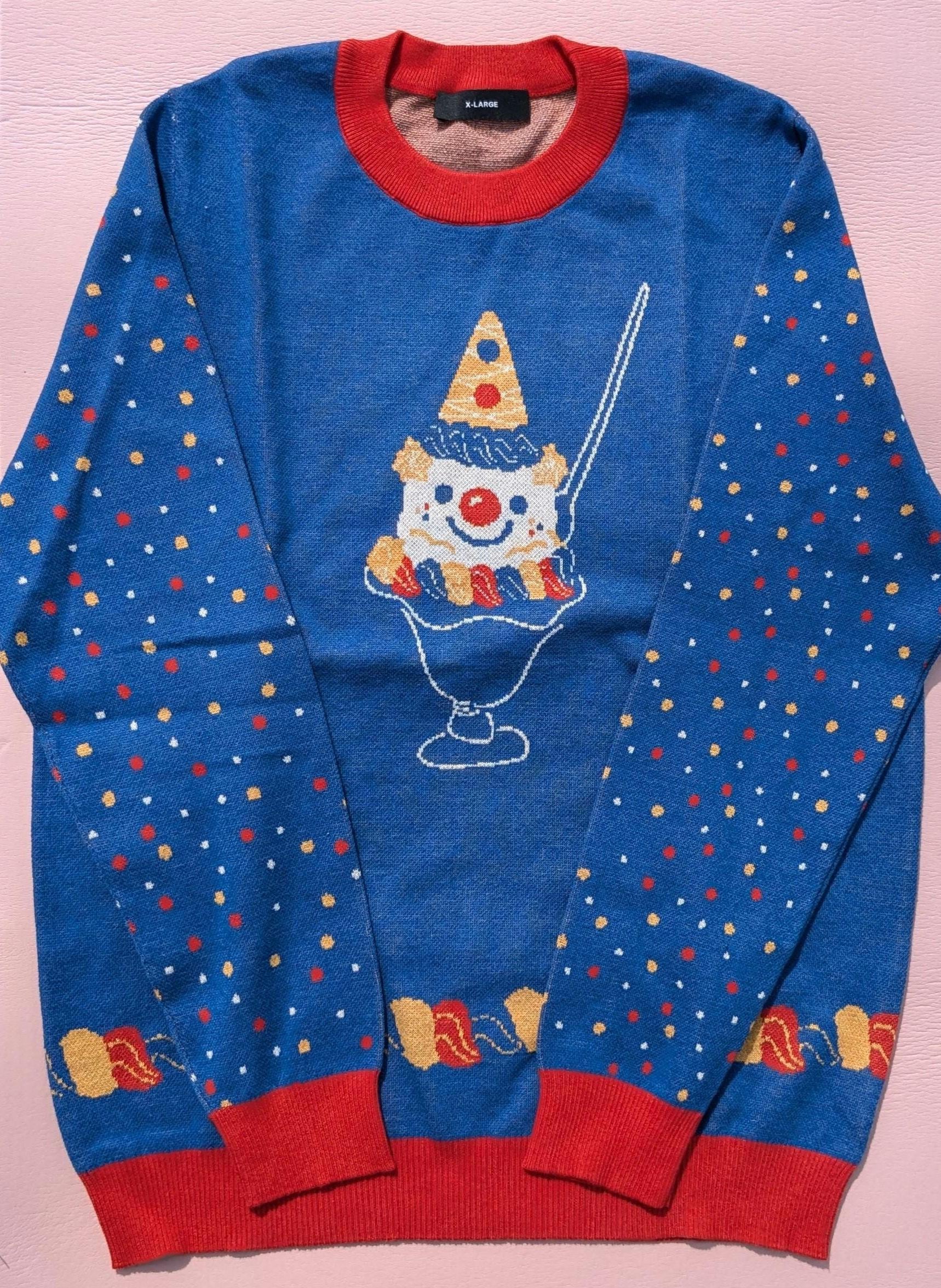 Ice Cream Clown (with sprinkle sleeves) Knitted crew neck sweater 3XS - 3XL