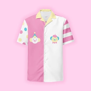 Clown vs Mime Clowncore Pastel Colorblock Candy Colorway Unisex button shirt