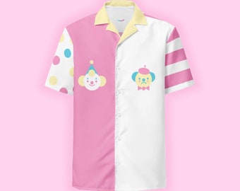 Clown vs Mime Clowncore Pastel Colorblock Candy Colorway Unisex button shirt