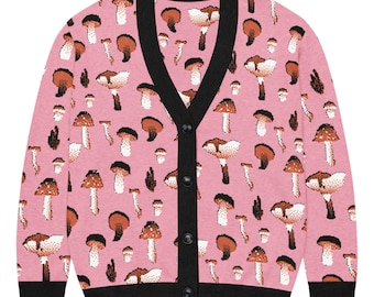 Pink Mushroom Knitted Cardigan 2XS - 3XL