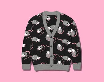 Oh Possum my Opossum Knitted Cardigan Sweater 2XS - 3XL