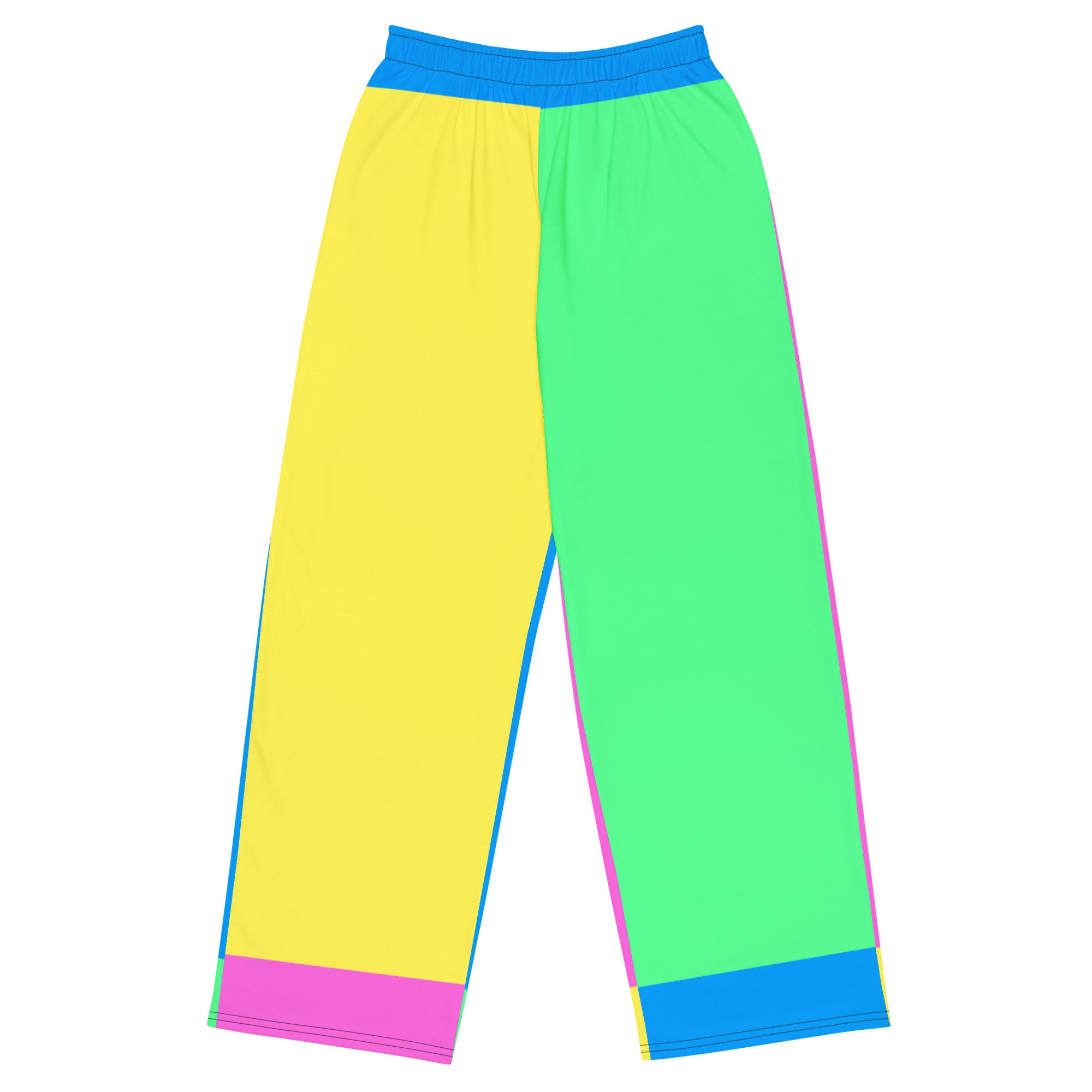 Neon Colorblock Unisex Comfy Wide-leg Pants - Etsy