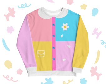 Pastel Colorblock Daisy - Clowncore Kidcore Kawaii Harajuku Unisex Sweatshirt 90s retro inspired