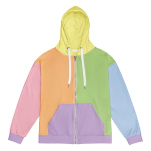 Pastel Candy Colorblock Unisex zip hoodie Sizes 2XS - 6XL