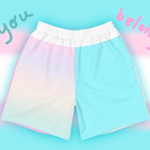 Pastel Rainbow Trans Pride You Be Long Recycled Athletic Shorts