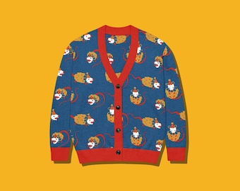 Opossum Clown Knitted Clowncore Cardigan