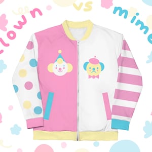 Clown vs Mime Clowncore Pastel Colorblock Candy Colorway Unisex Bomber Jacket