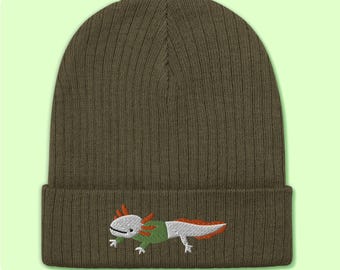 Axolotl Wearing a Sweater - Cute and Cozy Recycled cuffed beanie