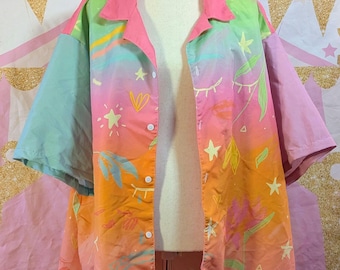 Colorful Magic Unisex Button Up Shirt 2XS - 6XL