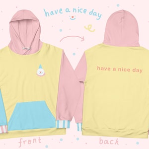 Pastel Colorblock Clown Hoodie - Have a Nice Day Clowncore Unisex Hoodie