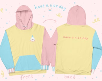 Pastel Colorblock Clown Hoodie - Have a Nice Day Clowncore Unisex Hoodie