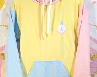 Sudadera con capucha de payaso con bloques de color pastel - Sudadera unisex con estampado de payaso que te haga feliz día