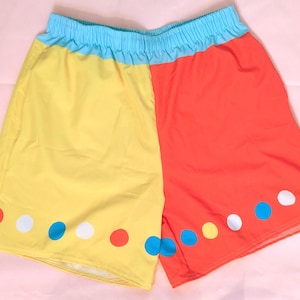 Pantaloncini da clown da circo Big Top - Pantaloncini lunghi sportivi color block da uomo Kidcore