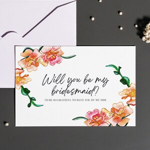 Will You Be My Bridesmaid Proposal Card, Floral Bridesmaid Proposal Card, Bridesmaid Maid of Honor Proposal Card Set, Digital Download