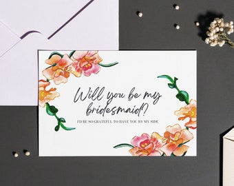 Will You Be My Bridesmaid Proposal Card, Floral Bridesmaid Proposal Card, Bridesmaid Maid of Honor Proposal Card Set, Digital Download