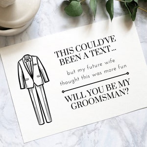 Abito per carte di proposta del Groomsman, carte di proposta del miglior uomo, questo avrebbe potuto essere un testo, proposta di Groomsmen divertente