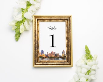 Pittsburgh Skyline Wedding Table Numbers