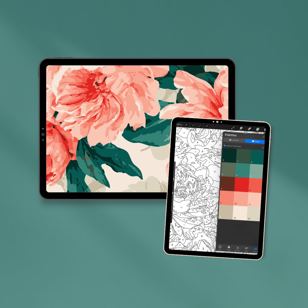 Digital Paint by Number | Procreate Paint by Number | Floral Paint by ...