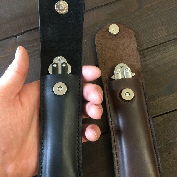 Leather case for Butterfly knife, with two horizontal and vertical positions for all occasions, trapper holster, personalization is free.