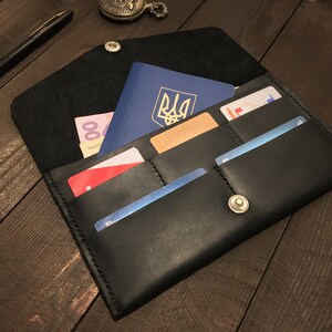 Handmade Leather Passport Wallet: Travel Card Holder, Crazy Horse Leather
