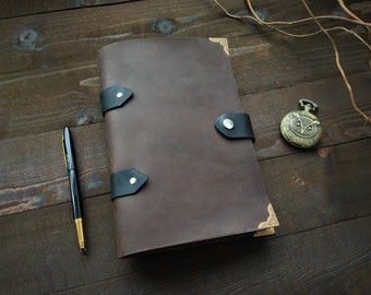 Handmade Leather Journal: Medieval Style Diary with Metal Corners