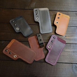 Handmade Leather Sheath with Clip - Leather Pocket Slip