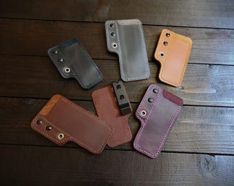 Handmade Leather Sheath with Clip - Leather Pocket Slip
