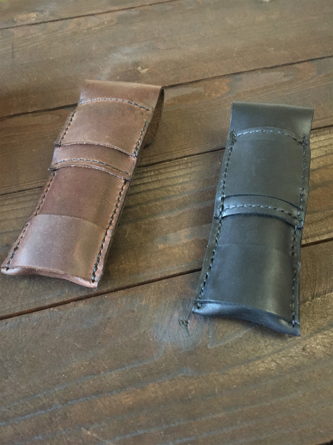 Leather case for Butterfly knife with two horizontal and Etsy