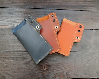 Étui en cuir durable avec clip, fabriqué à la main pour un usage quotidien.