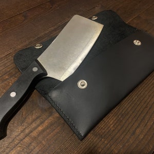 Handmade Leather Cleaver Sheath: Leather Cover