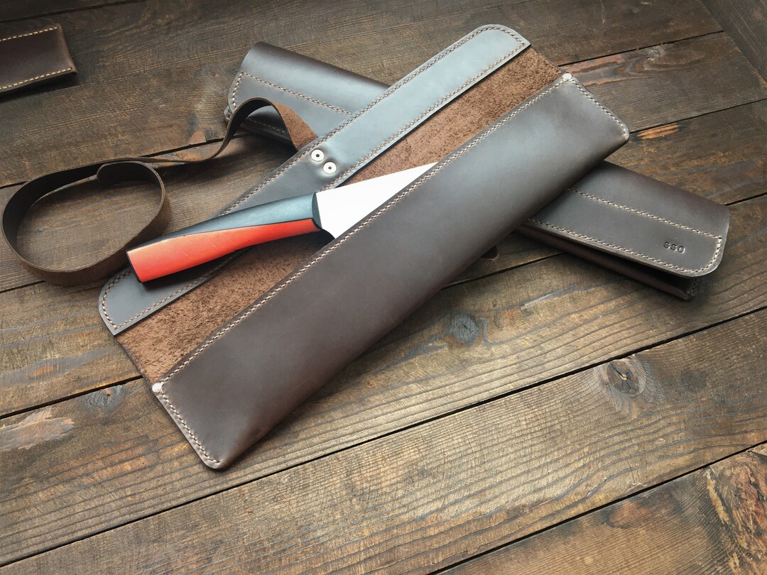Brown Roll Knife Chef Knife Holder Leather Chefs Knife Roll Etsy