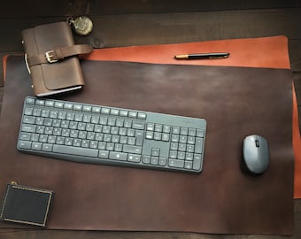 Handmade Leather Desk Mat for Writing, Laptop Use, or Office Decor