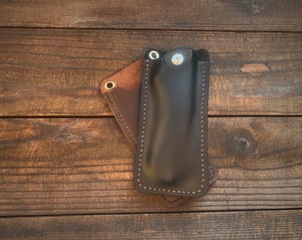 Housse pour couteau de poche en cuir fait main : étui en cuir