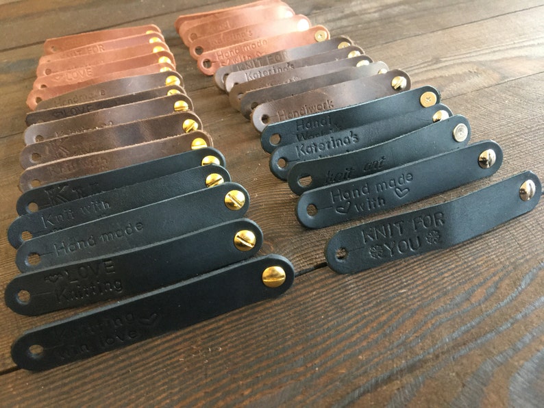 Riveted Label Custom Leather Tags With Rivet: Knitting & Crochet Labels - Etsy