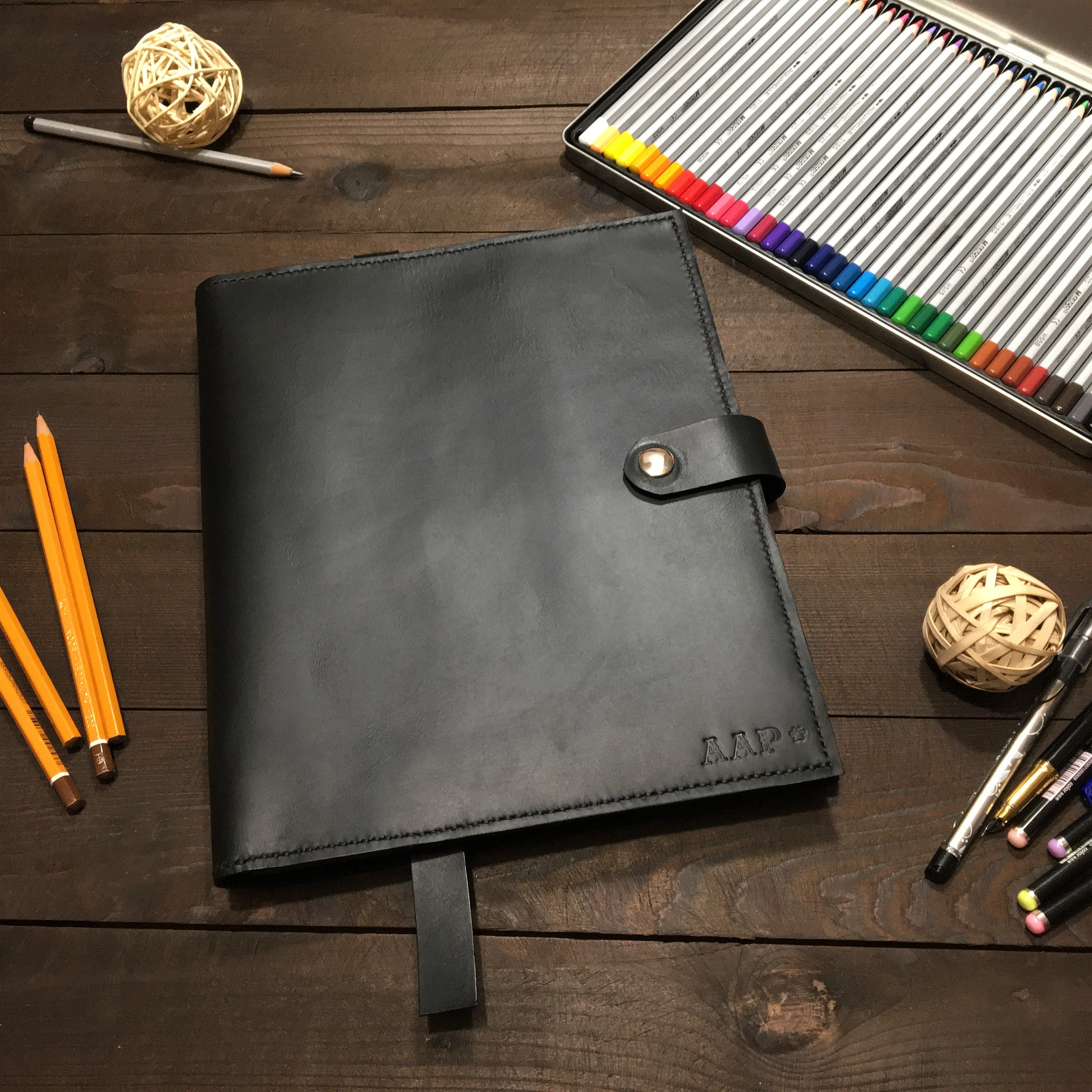 Personalized Leather Notebook Cover: Hand-sewn Planner - Etsy