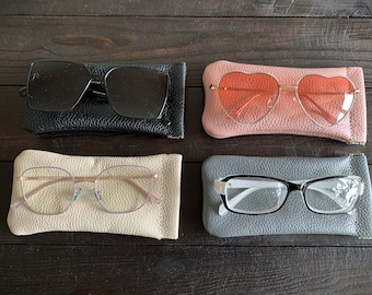 Handmade Leather Glasses Case: Squeeze Top Sunglass Pouch