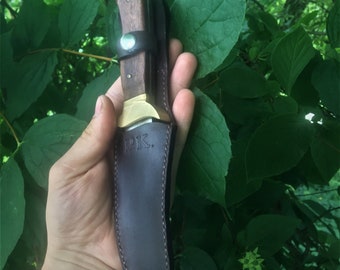 Personalized Leather Knife Scabbard, "Crazy Horse" Leather, Belt Holster