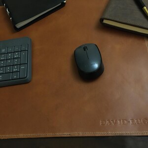 Stitched leather desk mat, various sizes and colors. image 1