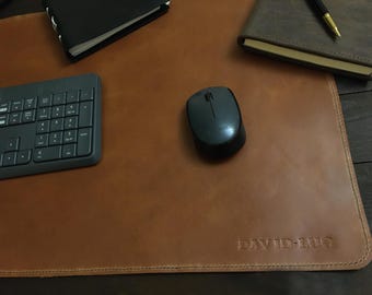 Stitched leather desk mat, various sizes and colors.