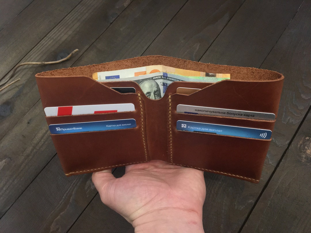 Human Made Wallet Handmade Leather Bifold Wallet: Minimalist, Free Personalized - Etsy