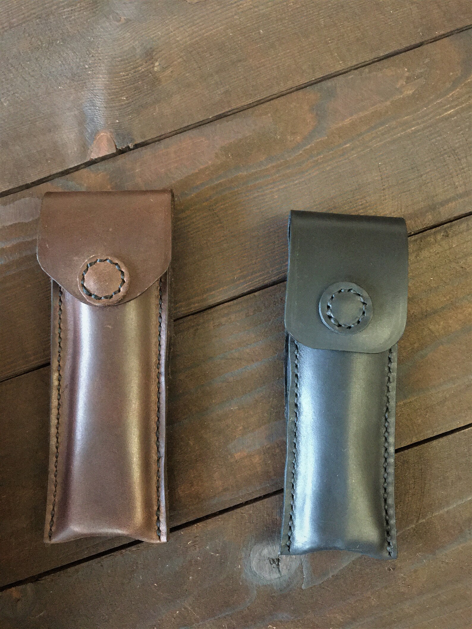 Leather case for Butterfly knife with two horizontal and Etsy