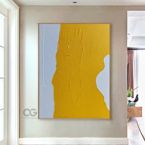 Large Minimalist Yellow Painting Abstract Lady's Body Wall Art Minimalist Textured Painting Yellow Abstract Canvas Art Bedroom Wall Decor