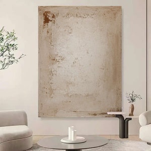 Wabi sabi Beige Wall Art Beige Abstract Canvas Painting Neutral Abstract Wall Art Beige Minimalist Textured Wall Art Large Beige Wall Decor