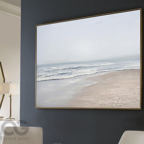 Abstract White Wall Art Framed Textured Landscape Minimalist Etsy