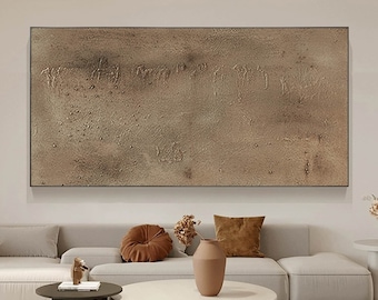 Large Abstract Brown Textured Painting, Modern Minimalist Canvas Art