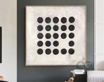 Large Black and White Textured Painting, Minimalist Wabi Sabi Canvas Art