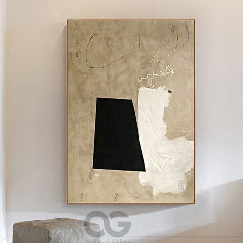 Original Brown shops Minimalist Wall Art Large Abstract Minimalist black Painting Minimalist Abstract Canvas Art Framed Modern Abstract Wall Decor